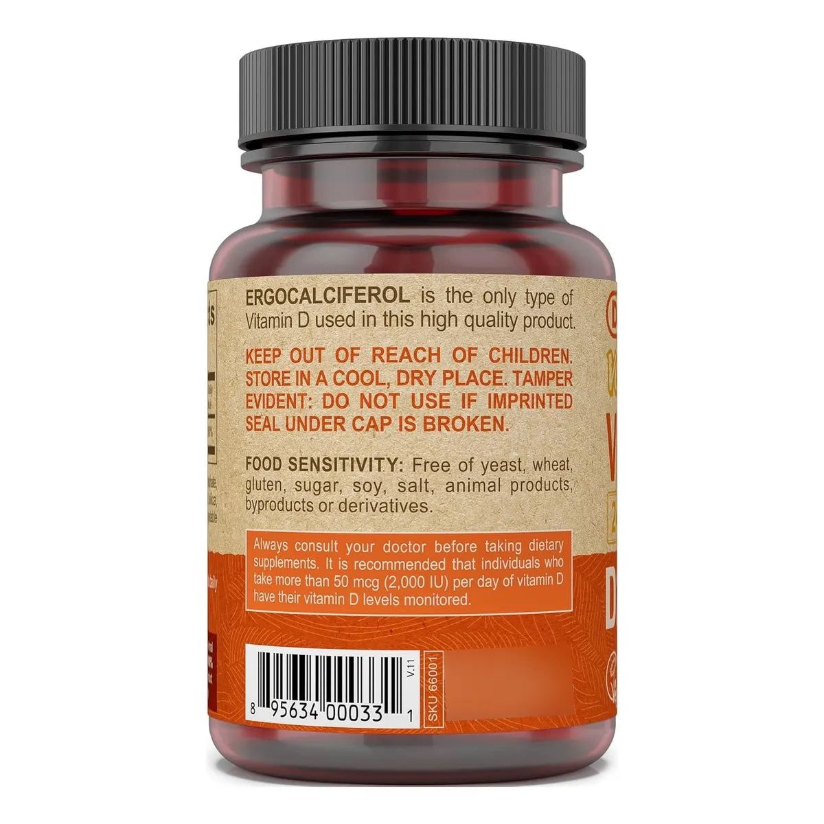 Vitamina D2 Vegana 60 Mcg 2400 Ui 90 Tabletas Suplemento Alimenticio