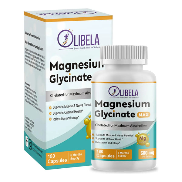 Glicinato De Magnesio 500 Mg 180 Cápsulas Alta Absorción Suave Con El Estómago