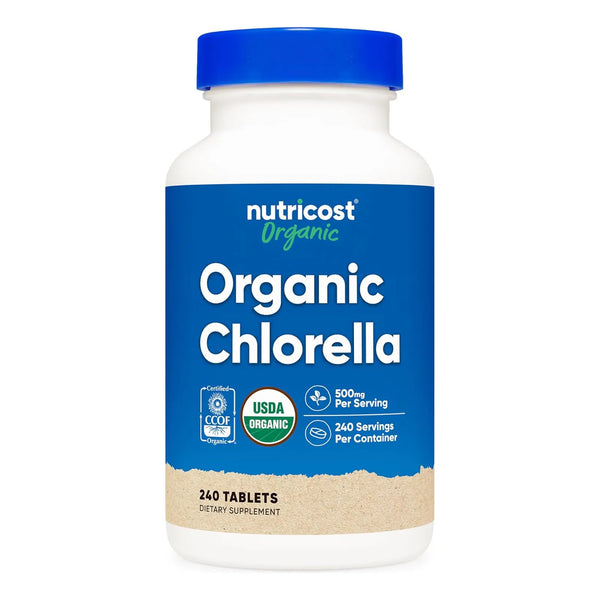 Clorella Organica 500 Mg 240 Tabletas Nutricost Sin Gluten Sin Omg
