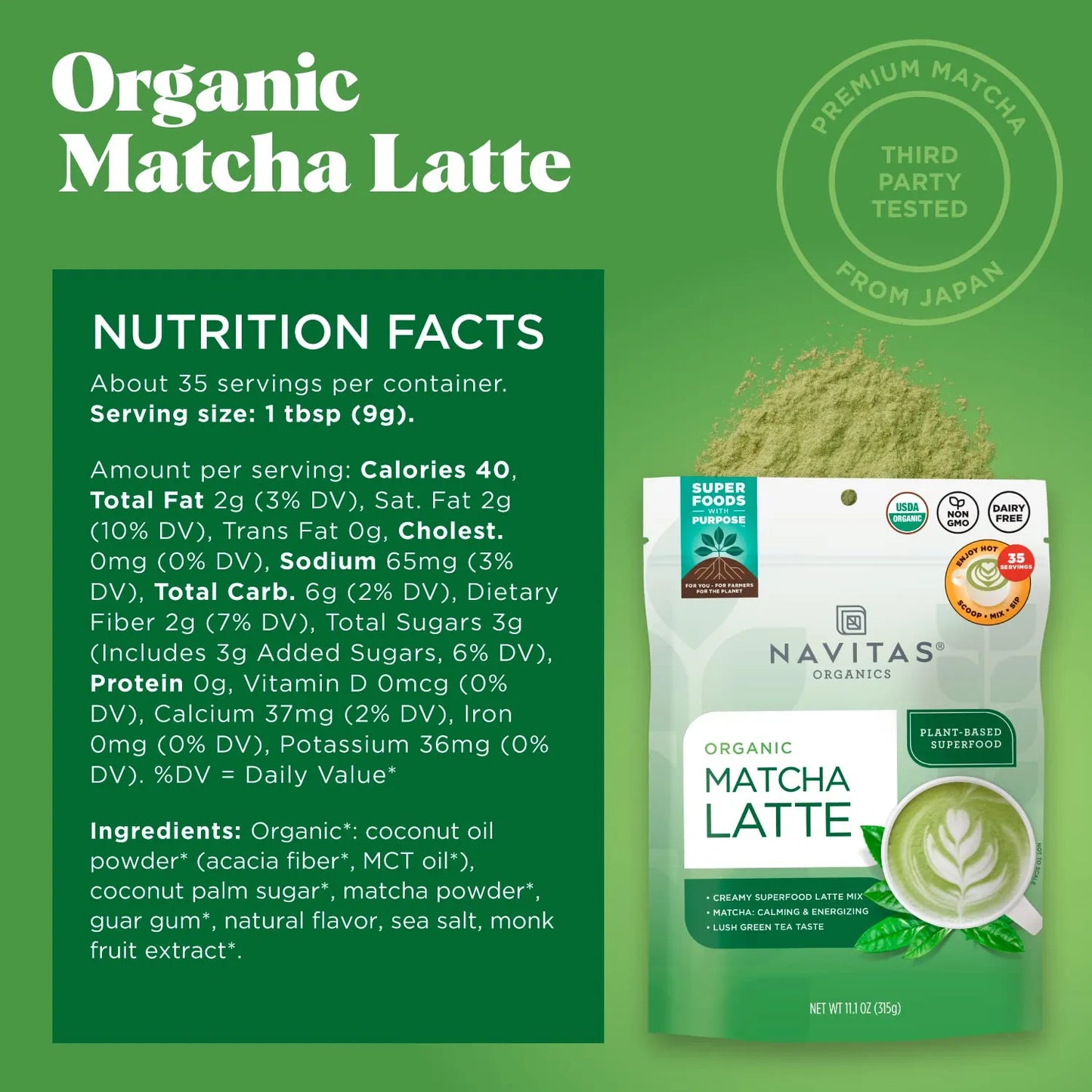 Matcha Latte Orgánico En Polvo 35 Porciones Sin Lacteos Keto Y Paleo