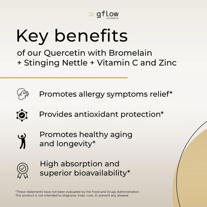 Quercetina 500 Mg Con Vitamina C Zinc Y Bromelina 240 Cápsulas Vegetarianas