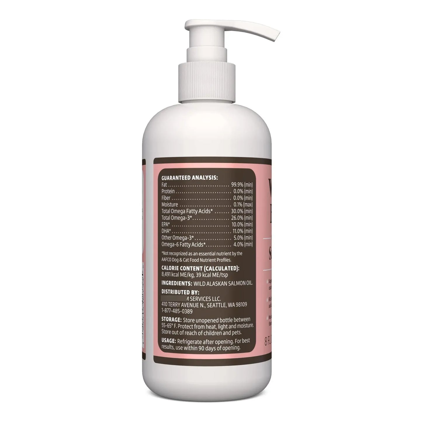 Aceite De Salmon Wild Alaskan Para Perros Y Gatos 8 Onzas Piel Y Pelaje Saludable