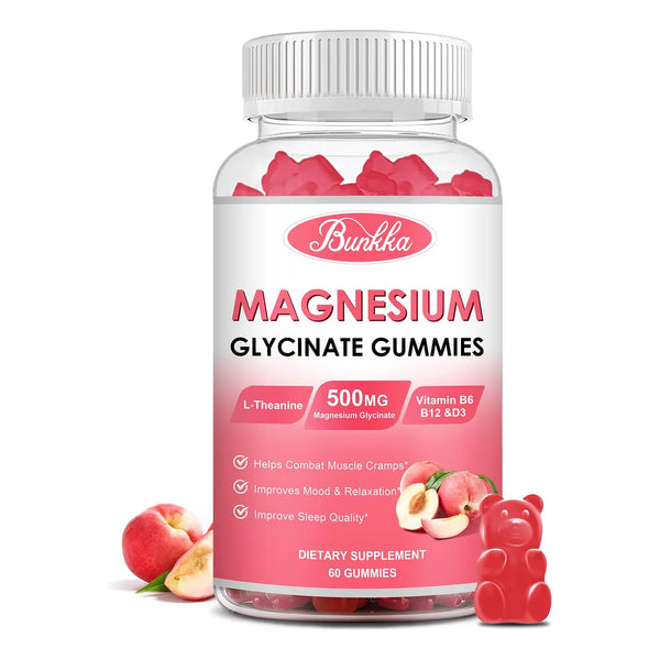 Gomitas De Glicinato De Magnesio 500 Mg Sin Azúcar Con Potasio Y Vitaminas