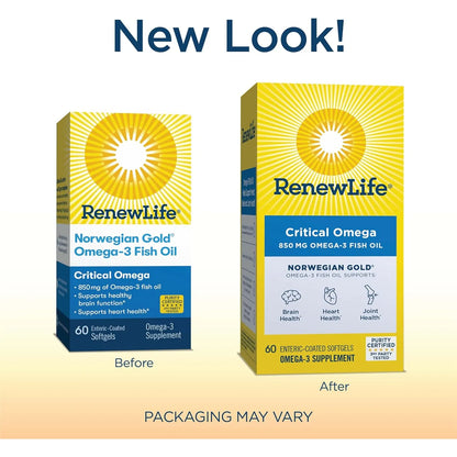 Aceite De Pescado Omega 3 850 Mg Por Capsula Sin Eructos Renew Life Norwegian Gold
