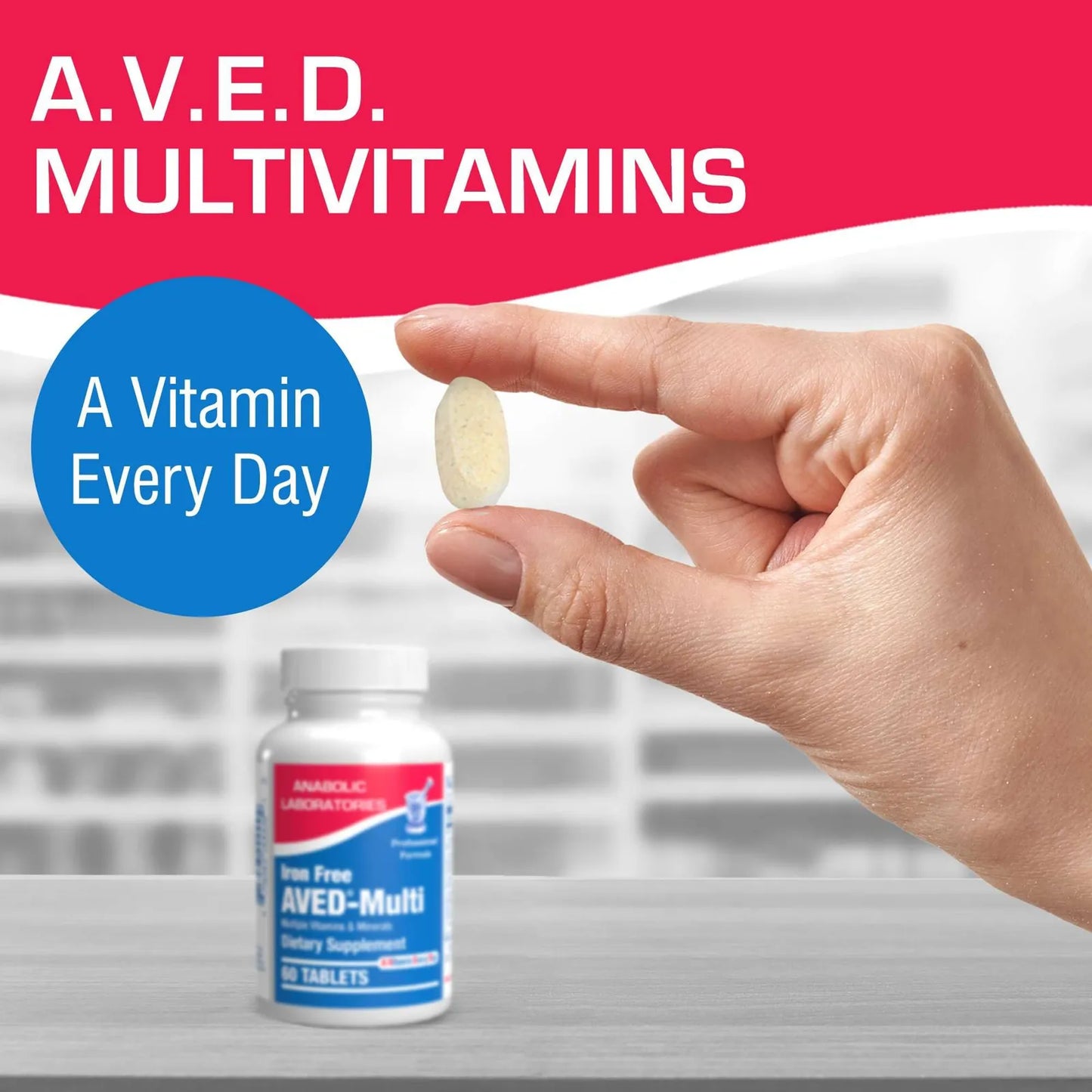 Multivitaminico Diario AVED 60 Tabletas Sin Hierro Vitaminas A C D E Complejo B Zinc