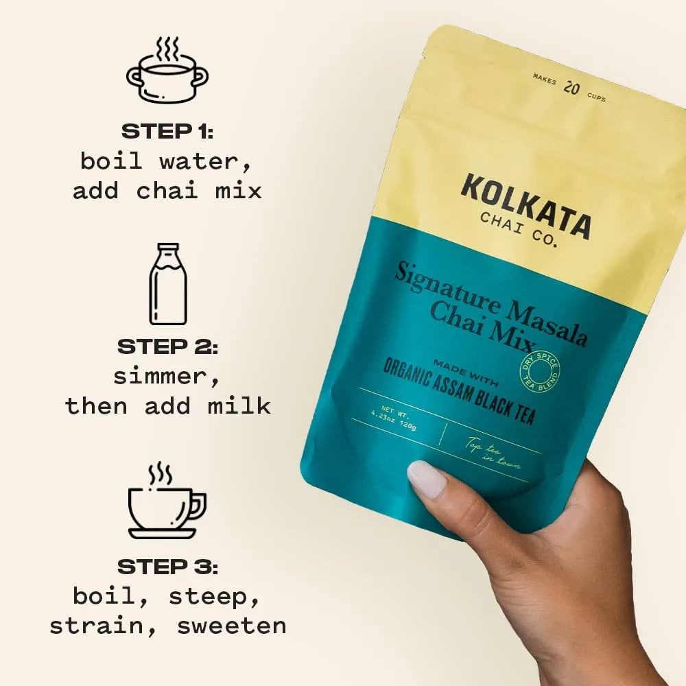 Mezcla Premium De Té Negro Orgánico Chai Kolkata 120 Gramos Hasta 20 Tazas