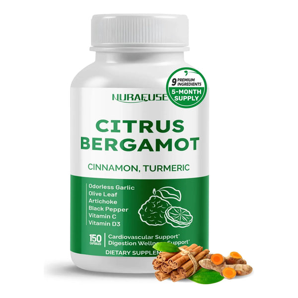 Fórmula 9 En 1 Bergamota Cítrica Canela Cúrcuma Ajo Inodoro Hoja De Olivo Alcachofa 150 Cápsulas