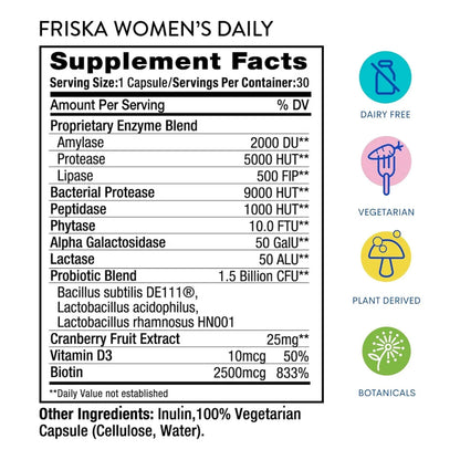 Enzimas Digestivas Y Probióticos Para Mujer Apoyo Digestivo Friska