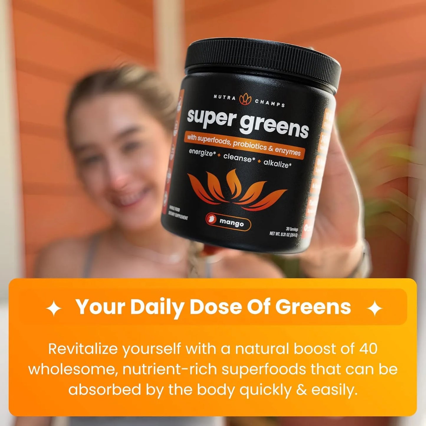 Polvo De Super Greens Premium Con Alfalfa Espirulina Clorella Mezcla Antioxidante