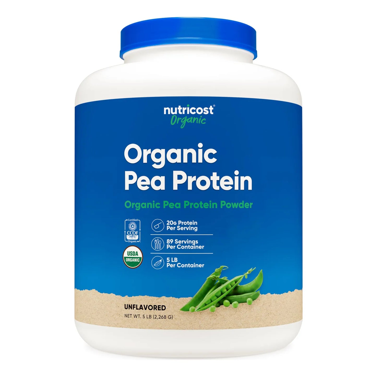 Proteína En Polvo Aislada De Guisante Orgánica 5LBS Sin Sabor USDA Organic Vegana Sin Gluten