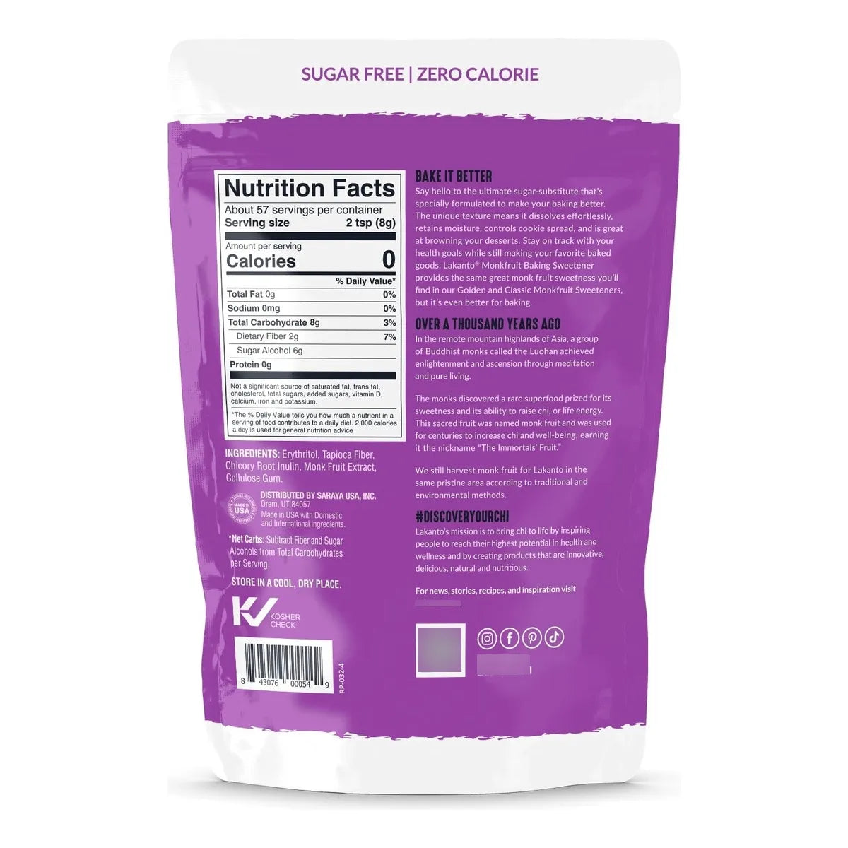 Edulcorante De Fruta Del Monje Lakanto 1 Lb Endulza Sin Azucar Keto Y Natural