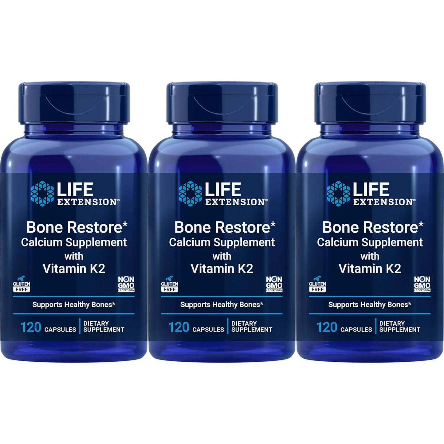 Life Extension Bone Restore Con Vitamina K2 120 Capsulas Paquete De 3 Suplemento Para Huesos Fuertes