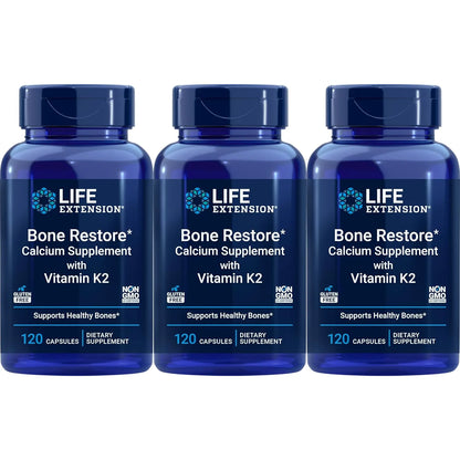 Life Extension Bone Restore Con Vitamina K2 120 Capsulas Paquete De 3 Suplemento Para Huesos Fuertes