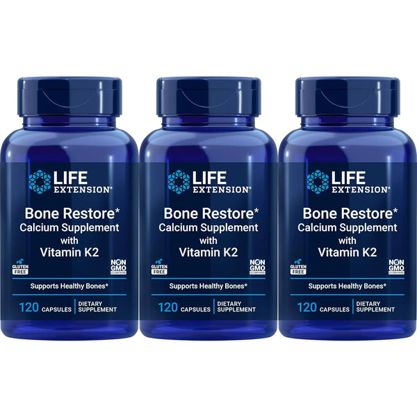Life Extension Bone Restore Con Vitamina K2 120 Capsulas Paquete De 3 Suplemento Para Huesos Fuertes