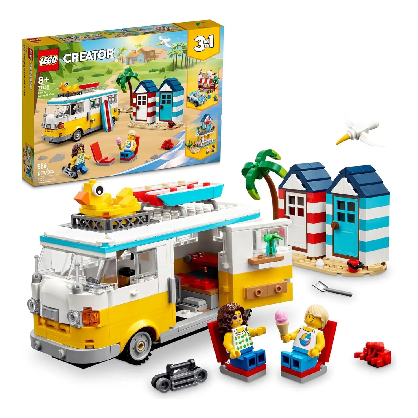 Lego Creator 3 En 1 Autocaravana Heladeria Y Casa Playa Kit De Construccion Transformable