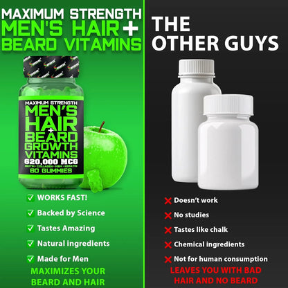 Vitaminas Para Barba Y Cabello Hombres Máxima Fuerza 620000 Mcg Biotina Colágeno MSM Queratina