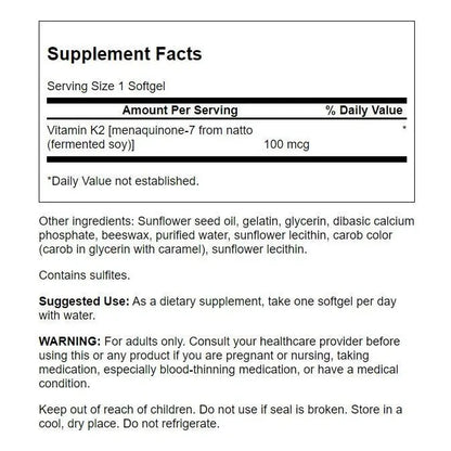 Vitamina K2 Menaquinona 7 100 Mcg 30 Capsulas Salud Osea Y Cardiovascular