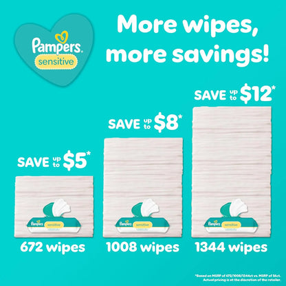 Toallitas Sensibles Hipoalergenicas Pampers 12 Paquetes 1008 Unidades