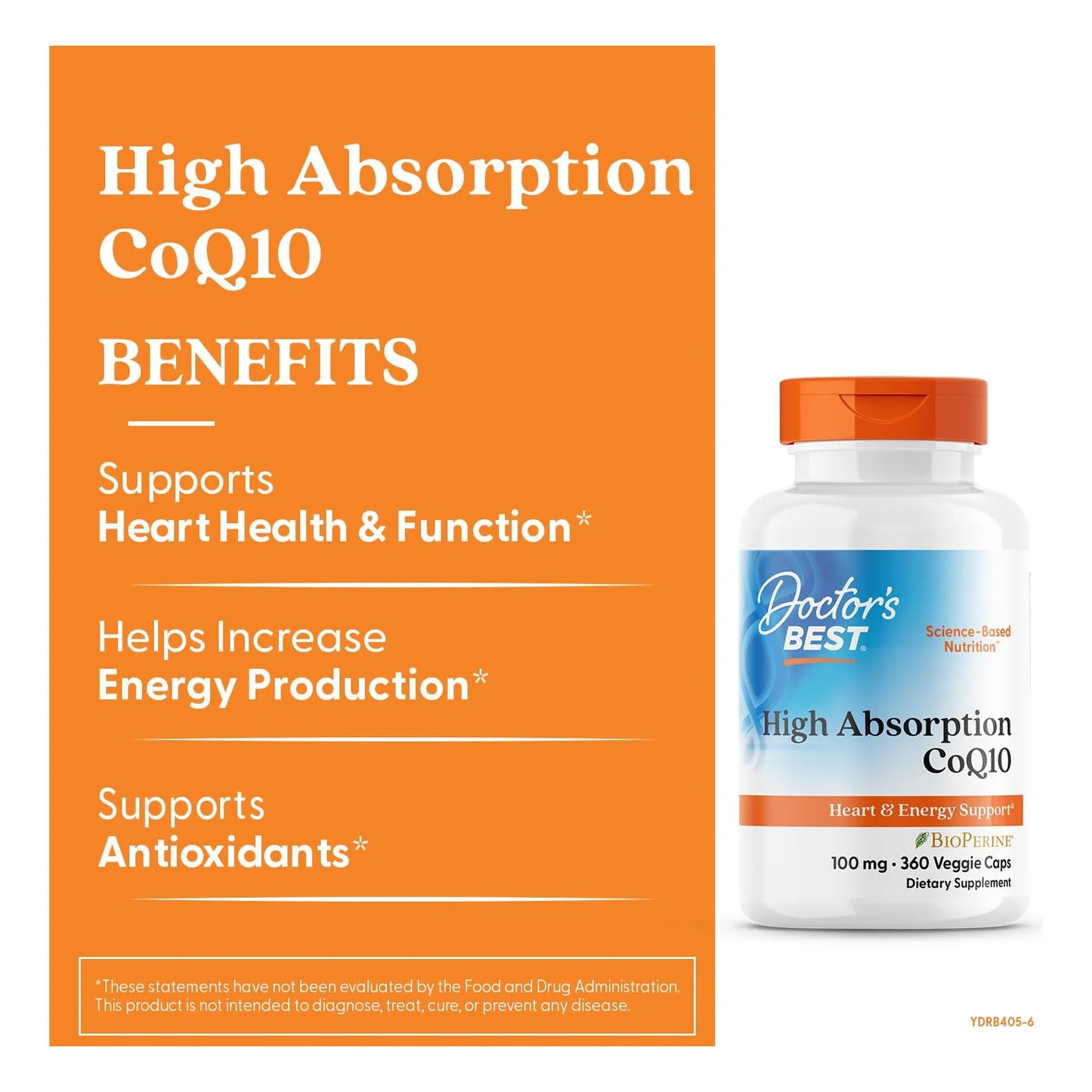 Doctors Best CoQ10 Alta Absorción Con Bioperina 100 Mg 360 Cápsulas Veganas
