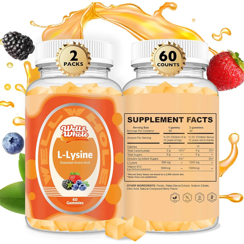 Gomitas De L-lisina 1000mg Y Vitamina B12 1000mcg Veganas Sin Gluten