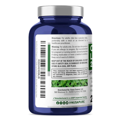 Extracto De Aceite De Oregano 20000 Mg 200 Capsulas Vegano Sin Omg