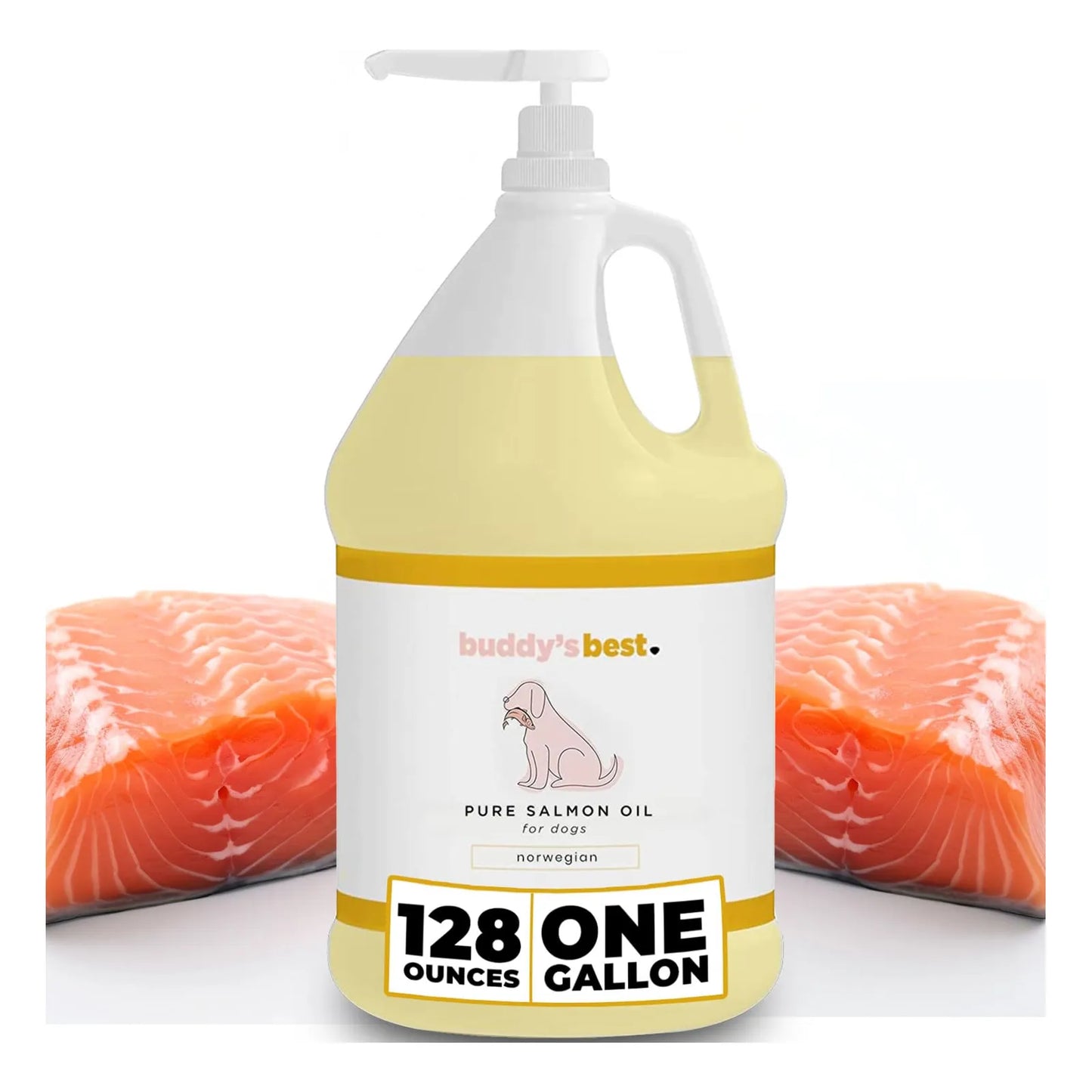 Aceite De Salmón Para Perros Buddys Best 1 Galón Con Bomba Omega 3 Noruego