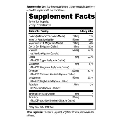 Complejo Mineral Biodisponible Con Malato De Magnesio Cromo Y Mas 90 Capsulas Vegano Sin Gluten
