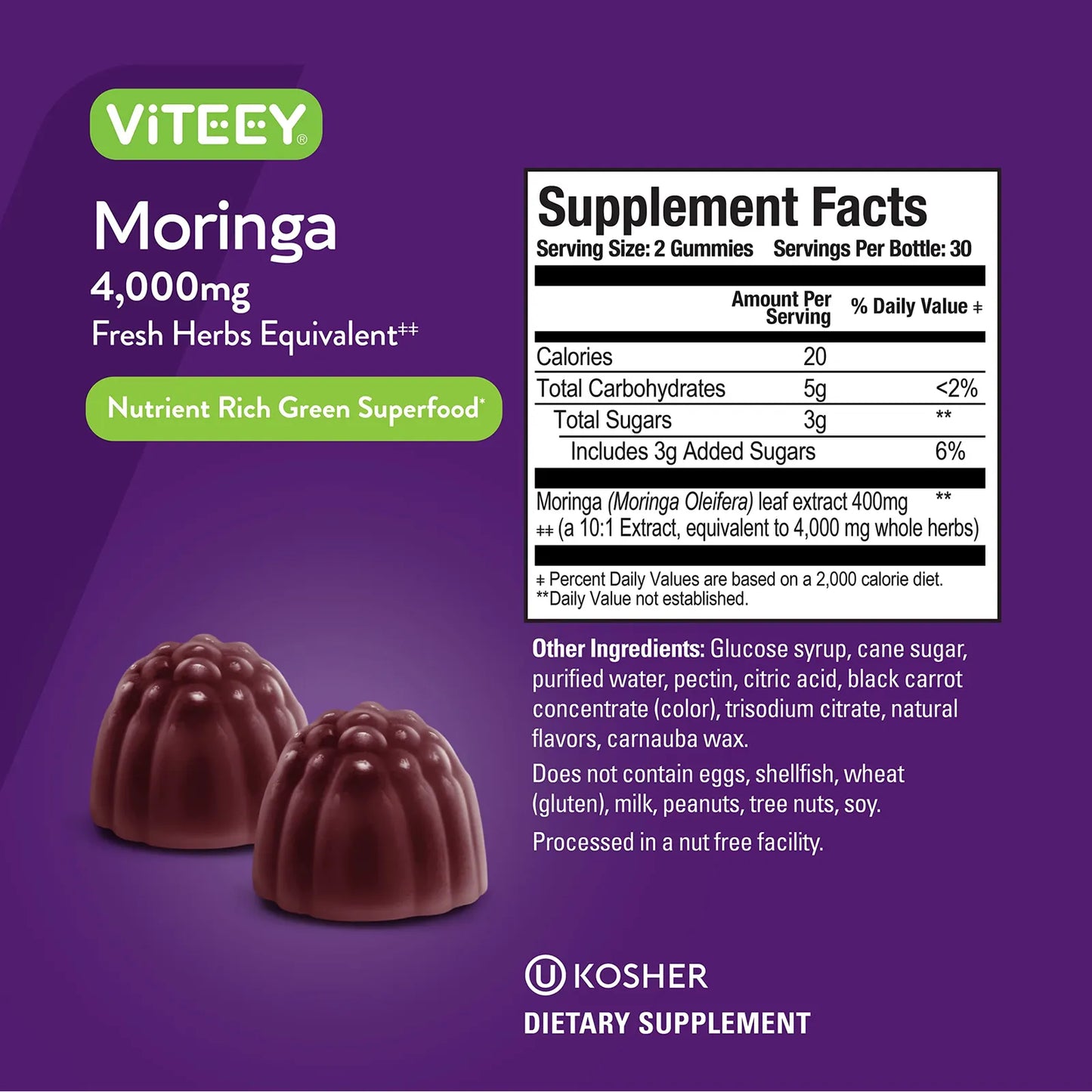 Gomitas De Moringa 4000 Mg Energía Inmunológico Vegano Sabor Fresa