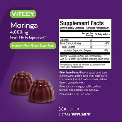 Gomitas De Moringa 4000 Mg Energía Inmunológico Vegano Sabor Fresa