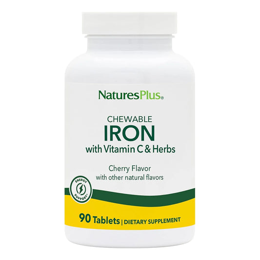 Hierro Masticable Sabor Cereza NaturesPlus 90 Tabletas Pack Doble Energía Natural