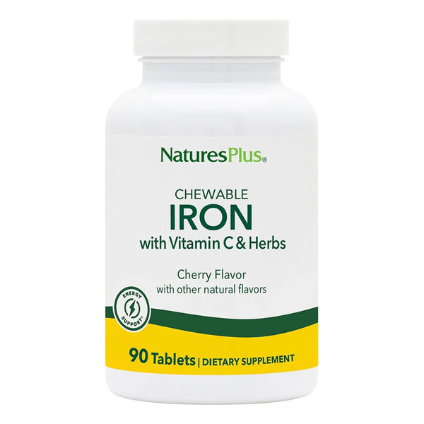 Hierro Masticable Sabor Cereza NaturesPlus 90 Tabletas Pack Doble Energía Natural