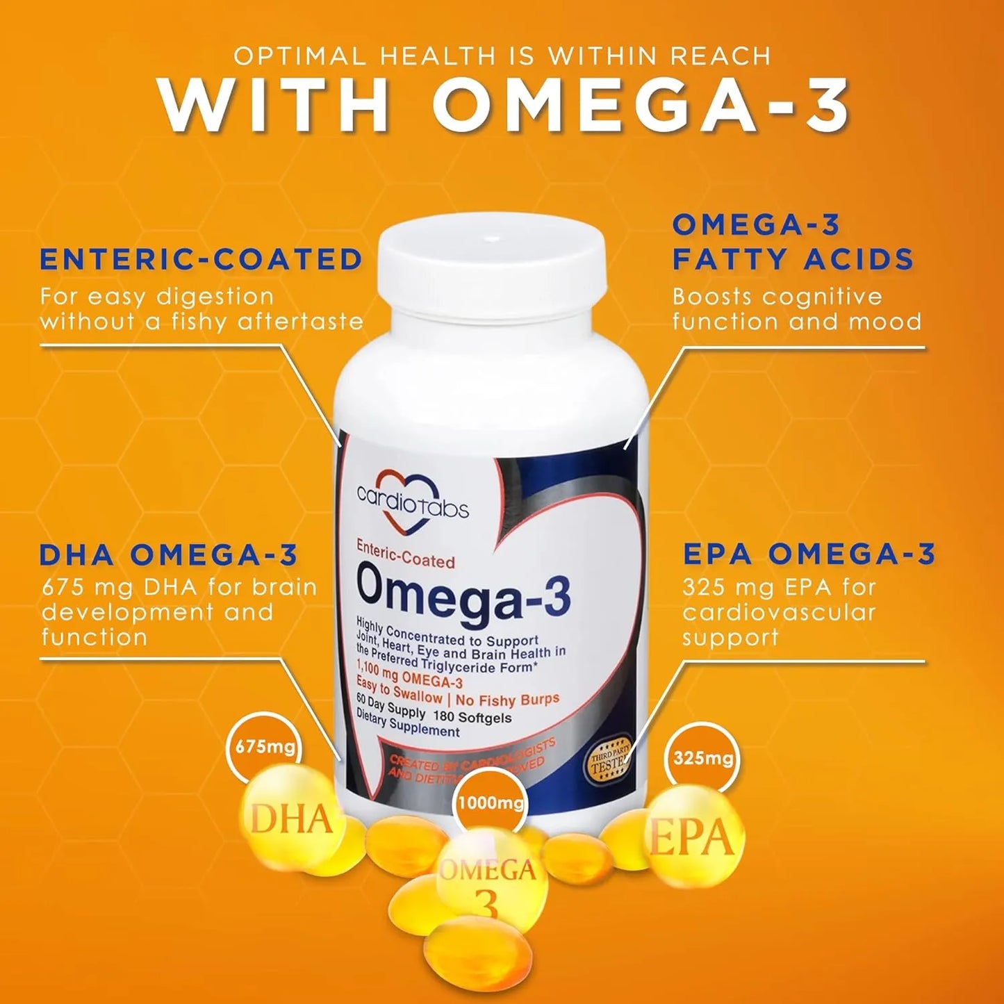 Aceite De Pescado Recubierto Entérico 1100 Mg Omega 3 DHA EPA Sin Regusto