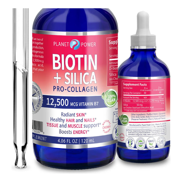Biotina Líquida Vegana Con Sílice Procolágeno 12500 Mcg Cabello Piel Uñas