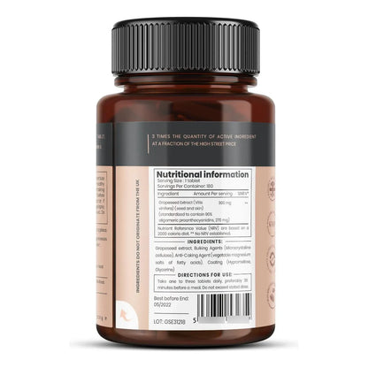 Extracto De Semilla De Uva 300 Mg 180 Comprimidos 90 Proant Antioxidante Piel