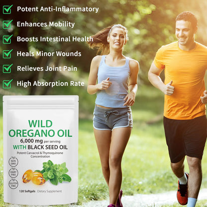 Capsulas De Aceite De Oregano 240 Unidades 6000 Mg Con Aceite De Semilla Negra Vegano