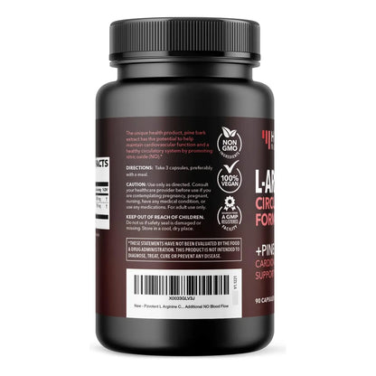 Suplemento De Óxido Nítrico 2X 1800 Mg LArginina 100 Mg Corteza De Pino 90 Cápsulas