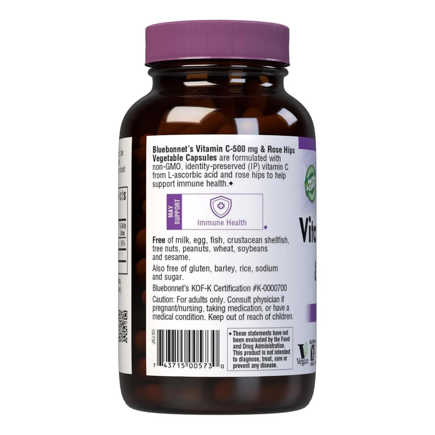 Vitamina C 500 Mg Con Rosa Mosqueta En Cápsulas Vegetales 180 Unidades Vegano