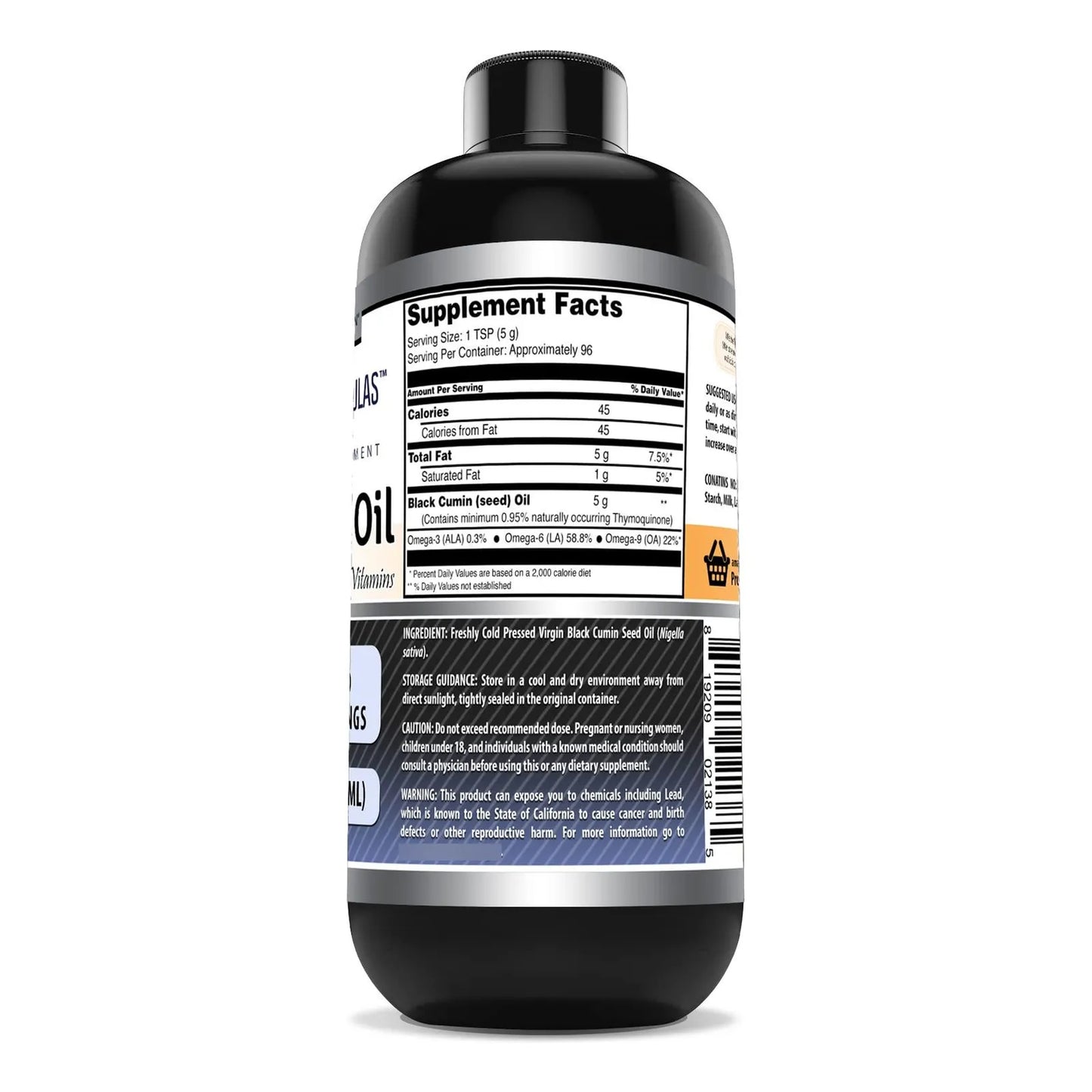 Aceite De Semilla Negra Prensado En Frio 473 Ml Natural Nigella Sativa Sin Omg Sin Gluten
