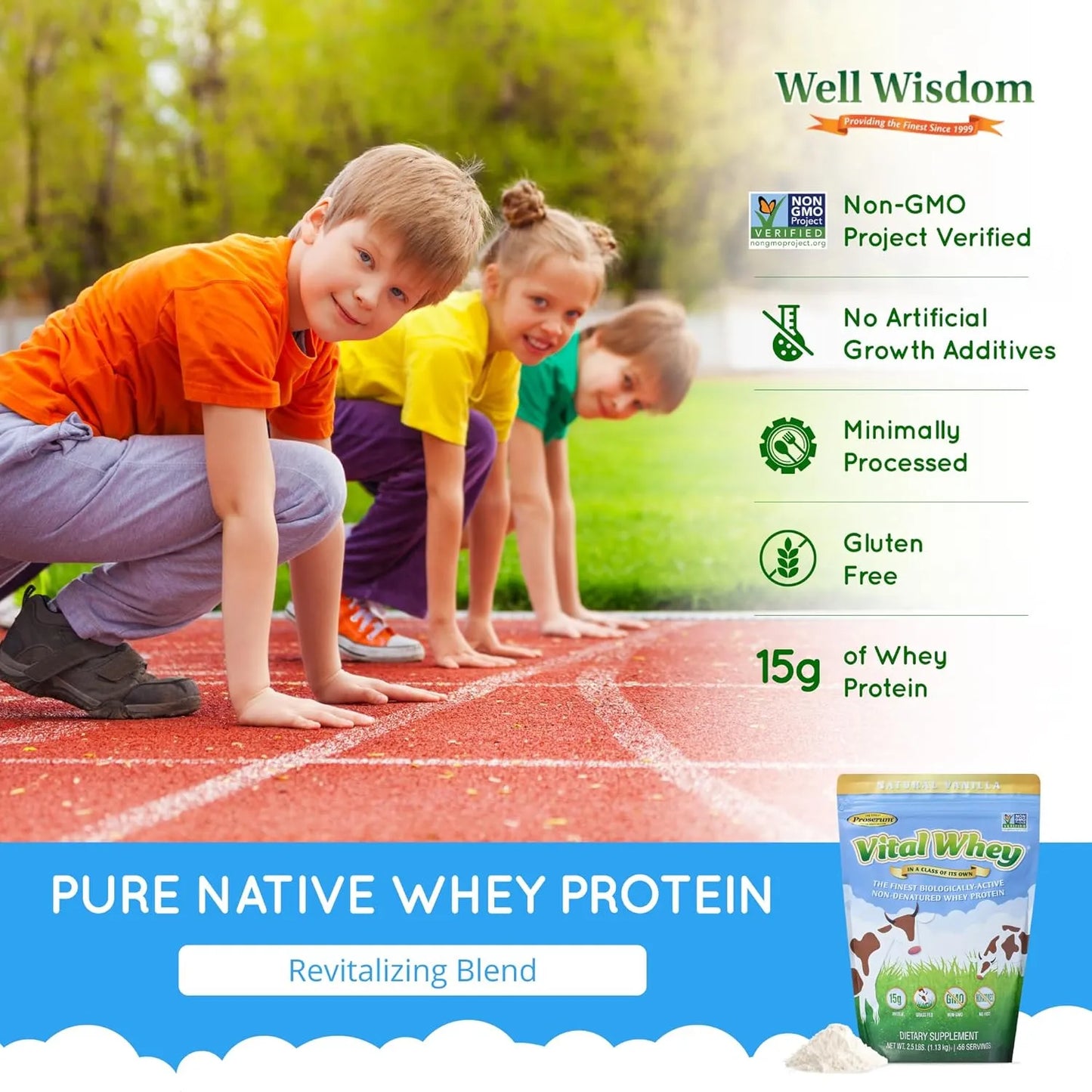 Proteína Vital Whey Natural 2.5 Lb Alimentada Con Pasto Para Recuperación Muscular
