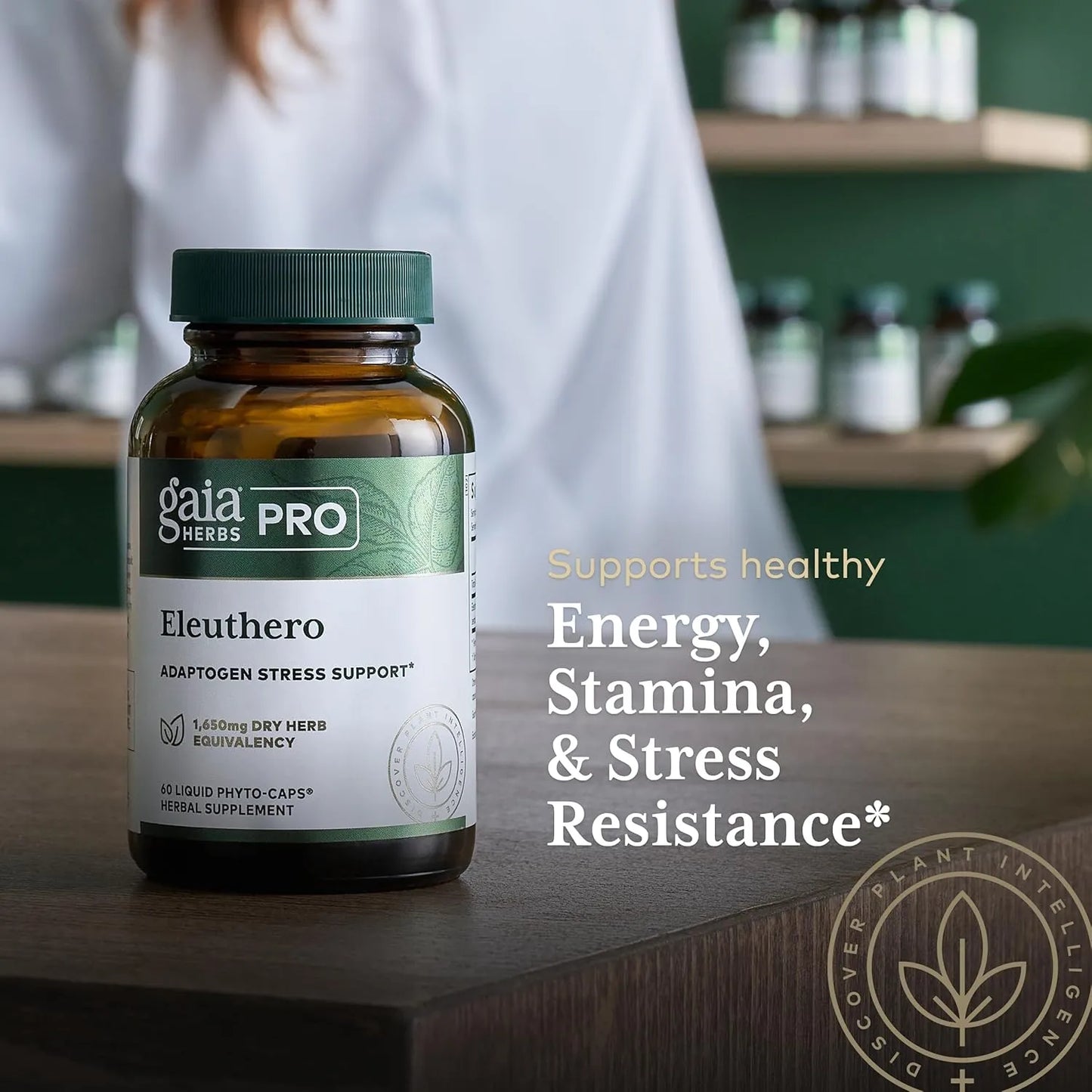 Cápsulas De Raíz De Eleuterococo Gaia Herbs PRO Energía Natural Y Resistencia Al Estrés 60 Fito Cápsulas
