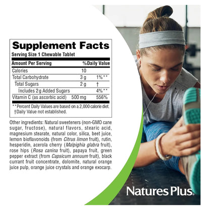 Jugo De Naranja Masticable 500 Mg Vitamina C 180 Tabletas NaturesPlus