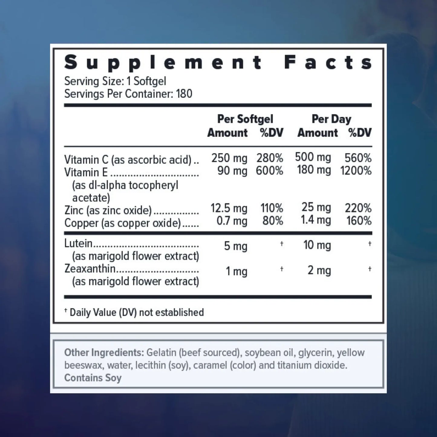 Focus Select AREDS2 Suplemento Vitaminas Y Minerales Para Ojos 180 Capsulas