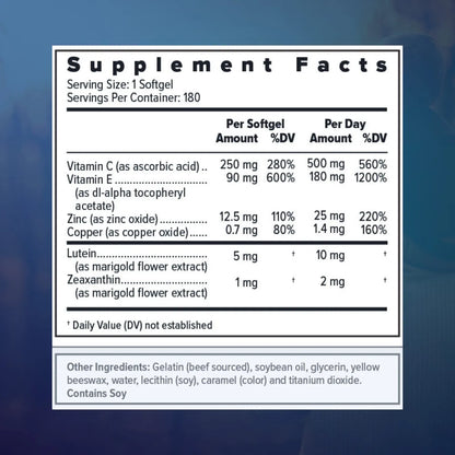 Focus Select AREDS2 Suplemento Vitaminas Y Minerales Para Ojos 180 Capsulas