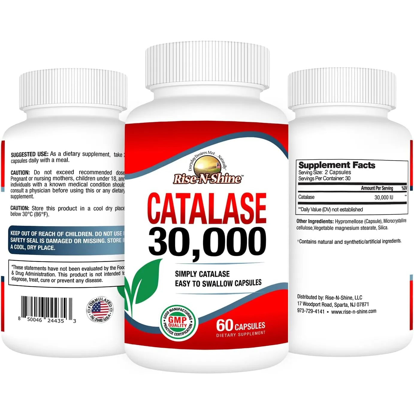 Catalasa 30000 Unidades Enzima Antioxidante Cabello Fuerte 60 Capsulas