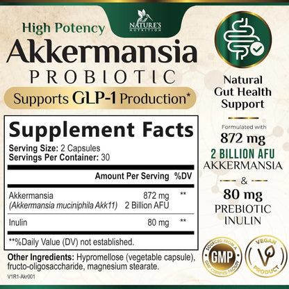 Probiótico Akkermansia Muciniphila Con Fibra Prebiótica Soporte GLP-1 Salud Intestinal