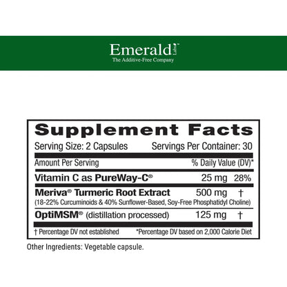 Emerald Labs Meriva Turmeric Plus Con OptiMSM Y PureWay C 60 Cápsulas Antioxidantes