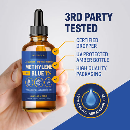 Tinta Azul Metileno Grado Farmacéutico 100 Ml Botella Vidrio Ambar Cuentagotas