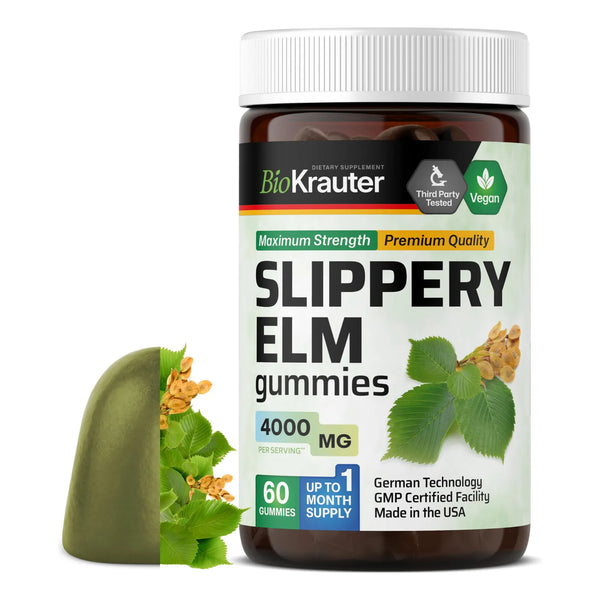 Gomitas De Olmo Resbaladizo 4000 Mg Apoyo Digestivo Y Respiratorio Veganas