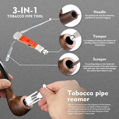 Pipa De Tabaco Scotte Madera Ebano Accesorios Completo Regalo Elegante