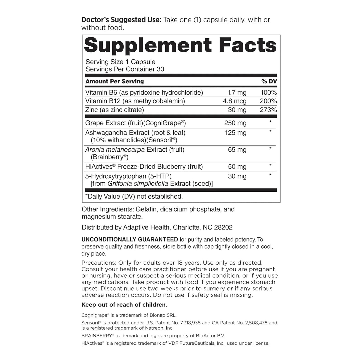 Suplemento Cerebral Mindful Advantage Mejora Memoria Concentracion 30 Capsulas